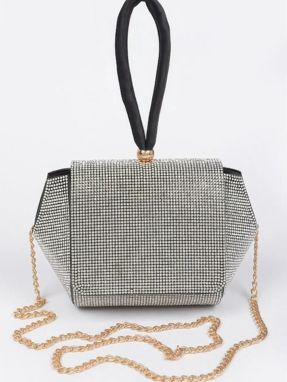 Rhinestone Wrist Band Flap Clutch